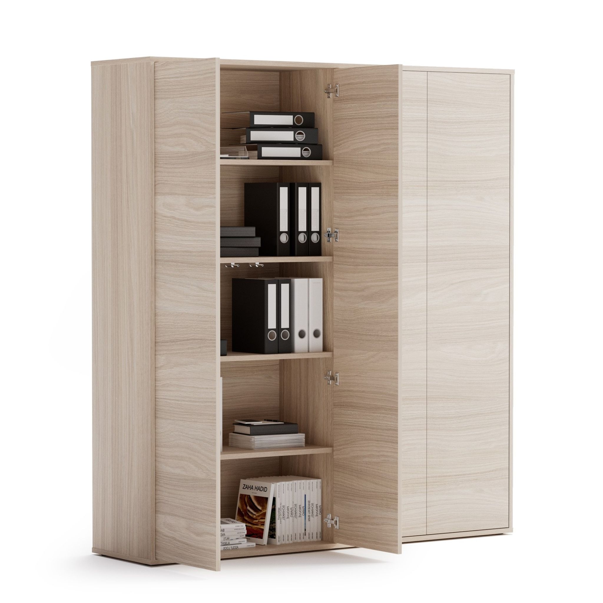 Kancelárska spisová skriňa BLOCK, 4× dvere, 1600 × 400 × 1748 mm, dub prírodný