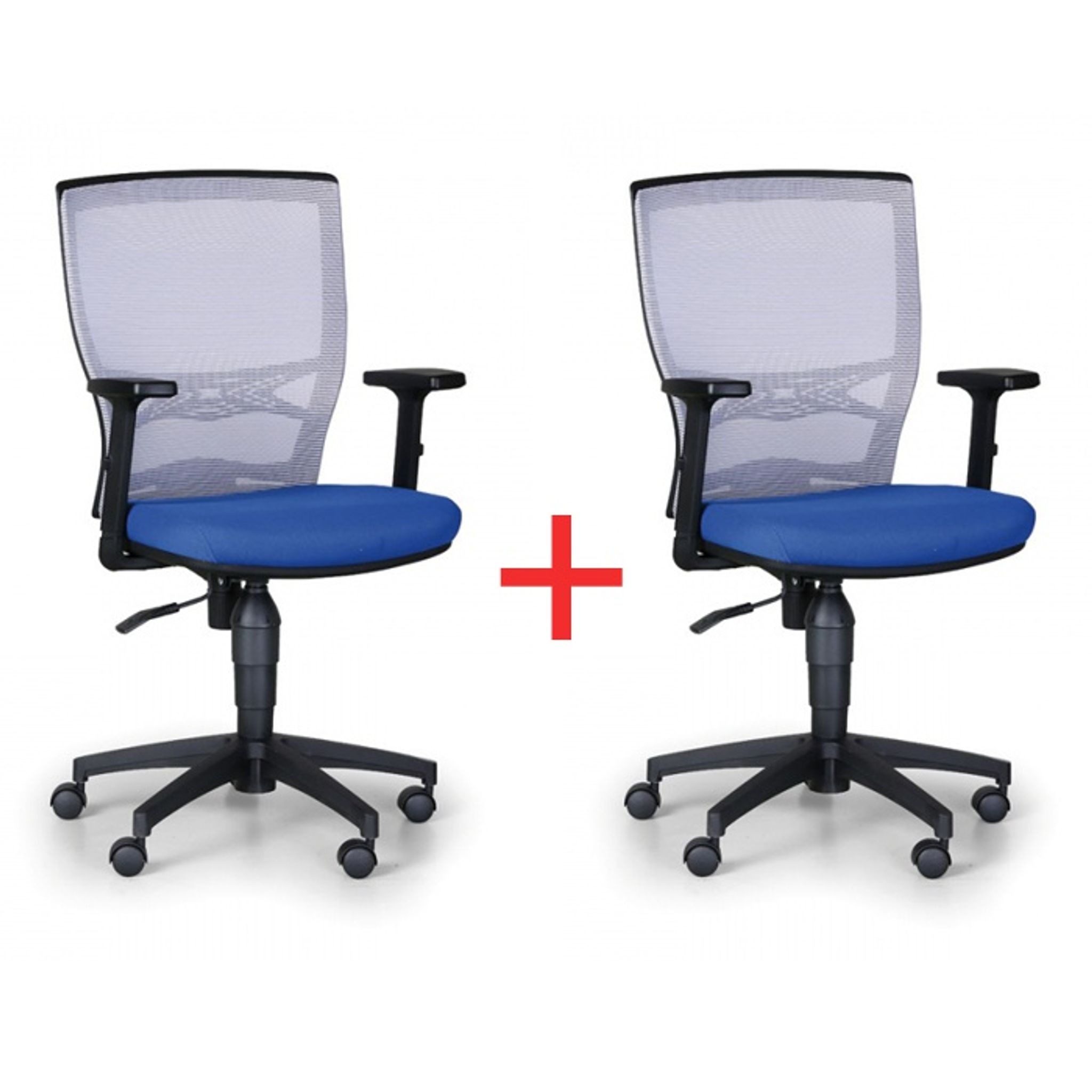 Kancelárska stolička VENLO 1+1 ZADARMO, sivá / modrá