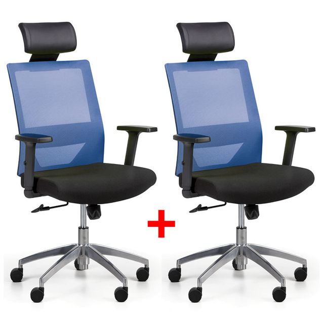Kancelářská židle se síťovaným opěrákem WOLF II 1+1 ZDARMA, modrá