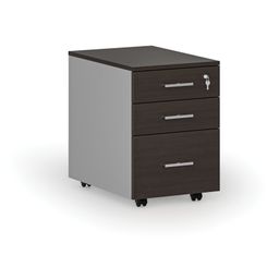 Kancelářský mobilní kontejner na závěsné složky PRIMO GRAY, 3 zásuvky, šedá/wenge