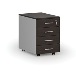 Kancelářský mobilní kontejner PRIMO GRAY, 4 zásuvky, šedá/wenge