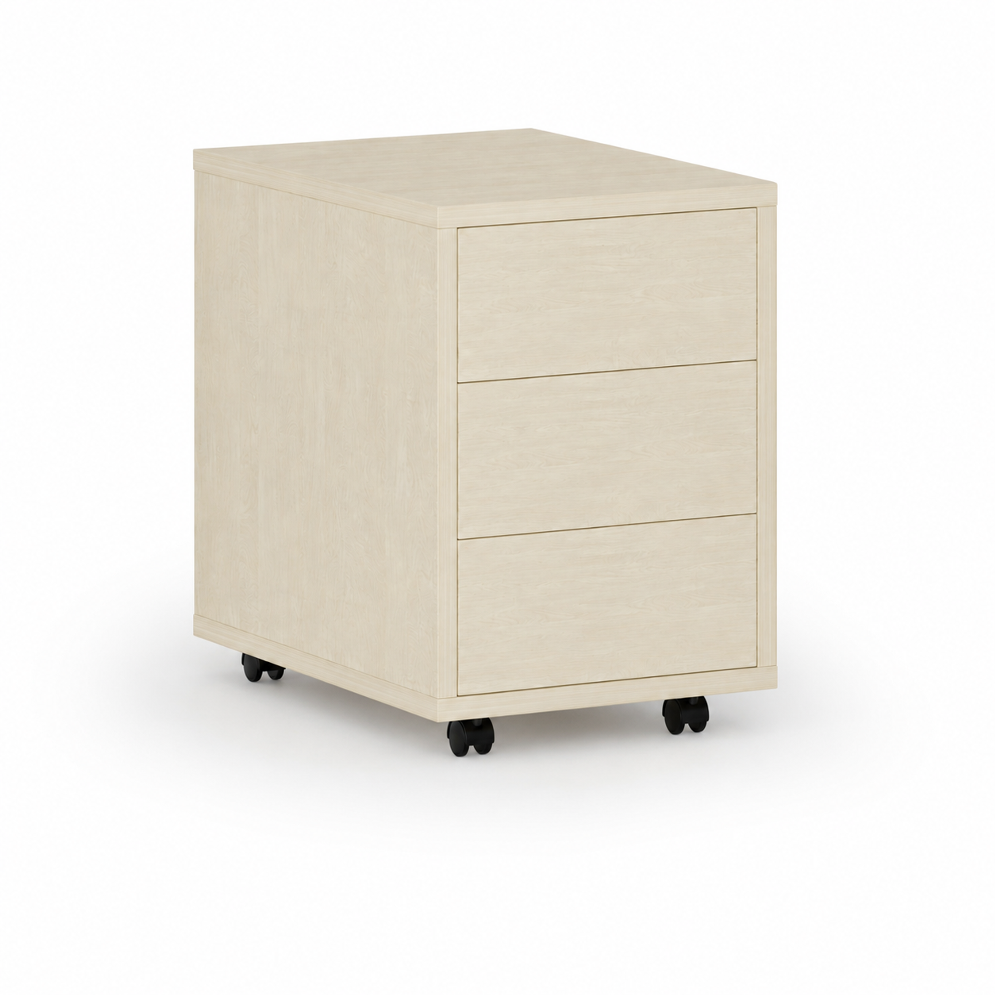 Kancelářský mobilní kontejner PRIMO WOOD, PUSH-lock, 3 zásuvky, bříza