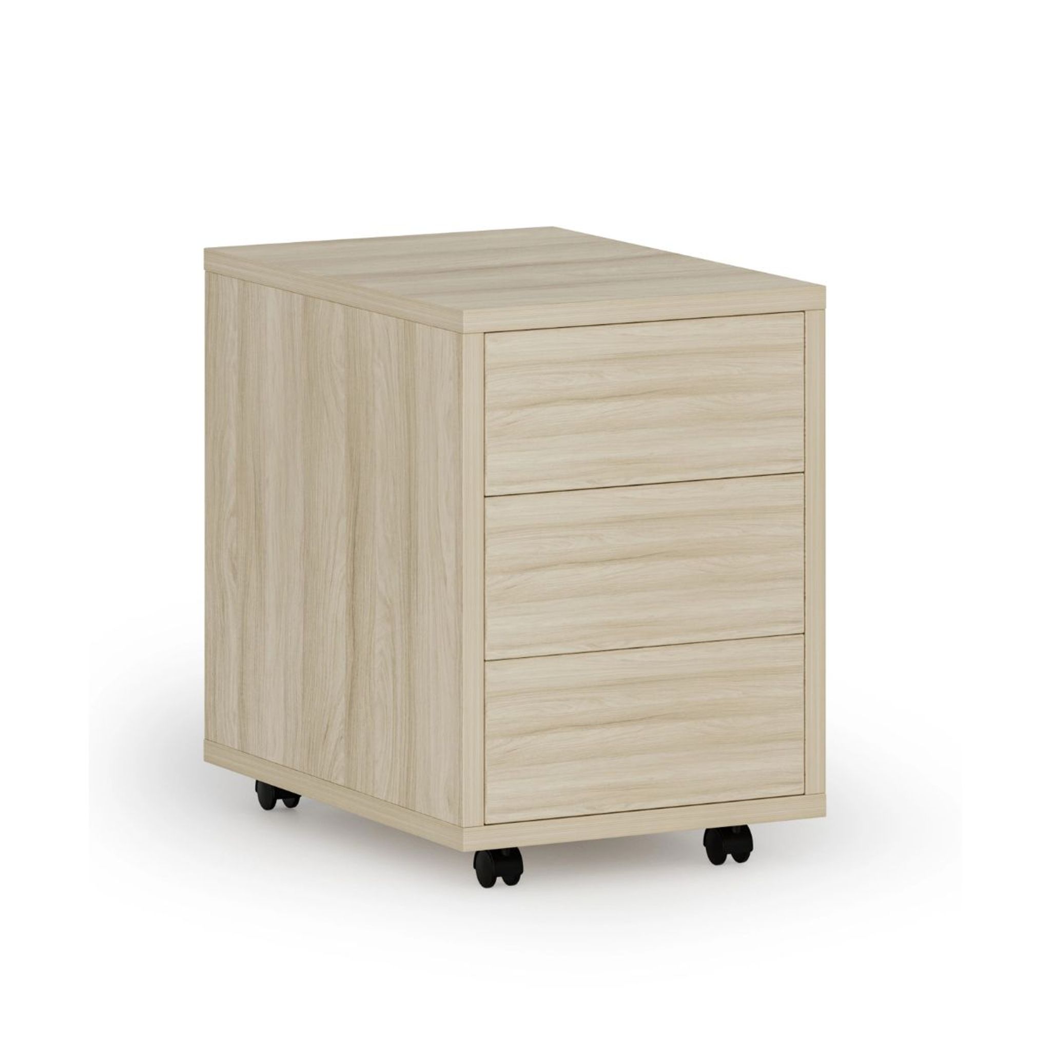 Kancelářský mobilní kontejner PRIMO WOOD, PUSH-lock, 3 zásuvky, dub přírodní