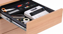 Kancelářský mobilní kontejner PRIMO WOOD, PUSH-lock, 3 zásuvky, ořech