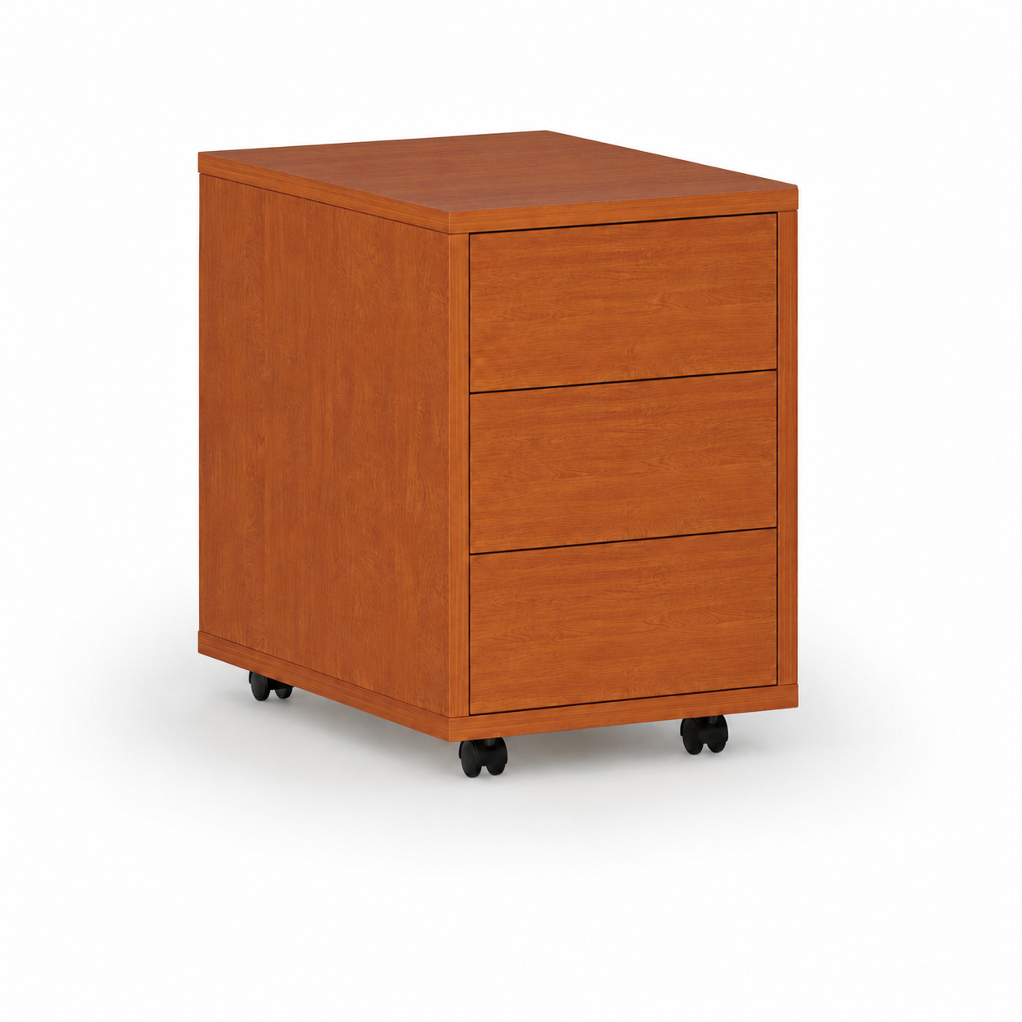 Kancelářský mobilní kontejner PRIMO WOOD, PUSH-lock, 3 zásuvky, třešeň