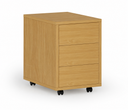 Kancelársky mobilný kontajner PRIMO WOOD, PUSH-lock, 3 zásuvky, buk