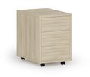 Kancelársky mobilný kontajner PRIMO WOOD, PUSH-lock, 3 zásuvky, dub prírodný