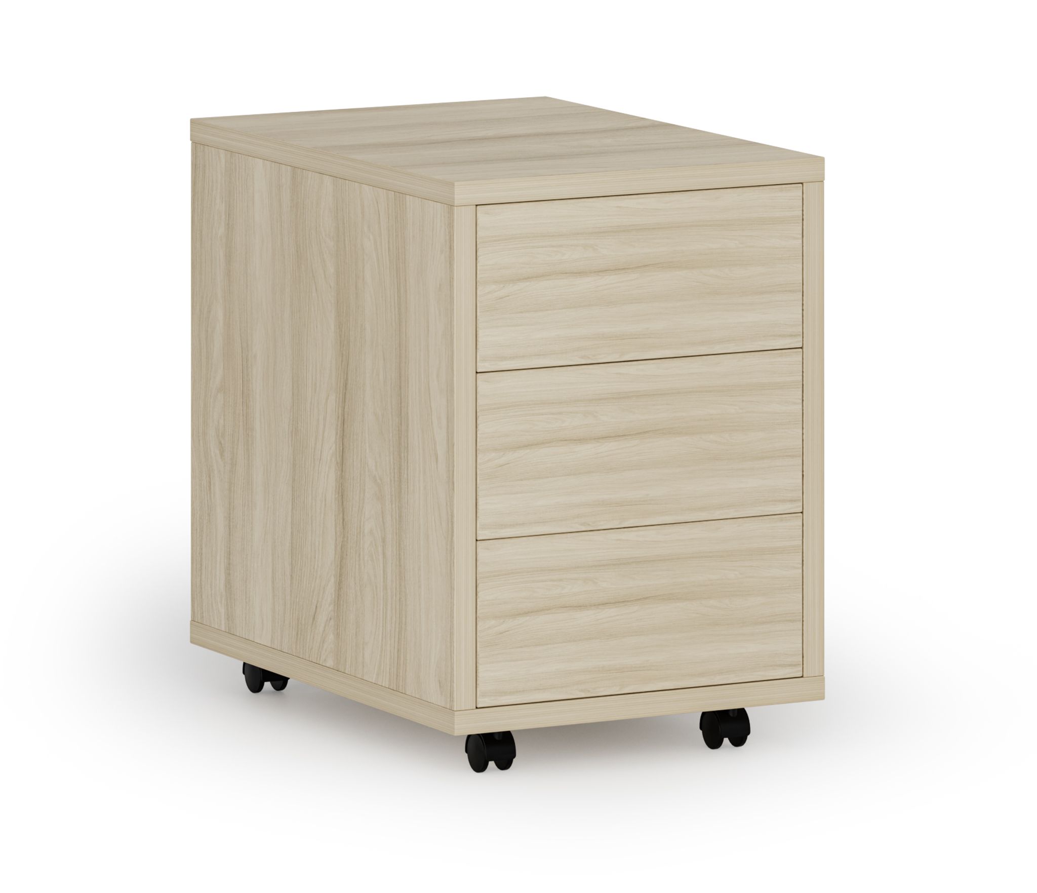 Kancelársky mobilný kontajner PRIMO WOOD, PUSH-lock, 3 zásuvky, dub prírodný