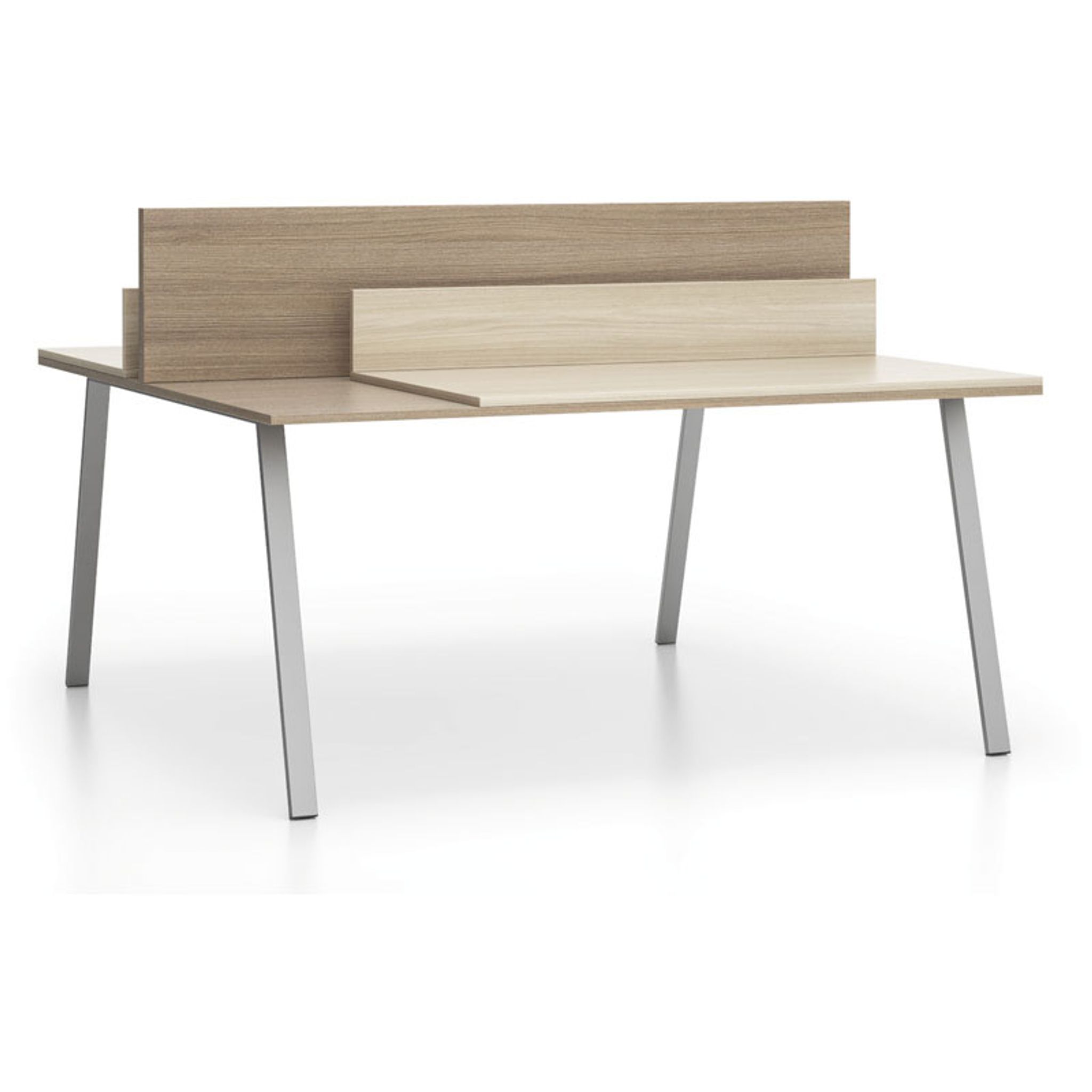 Kancelársky písací stôl DOUBLE LAYERS, posuvná vrchná doska, s prepážkami, dub prírodný/dub morený