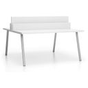 Kancelársky písací stôl DOUBLE LAYERS, s prepážkami, biela