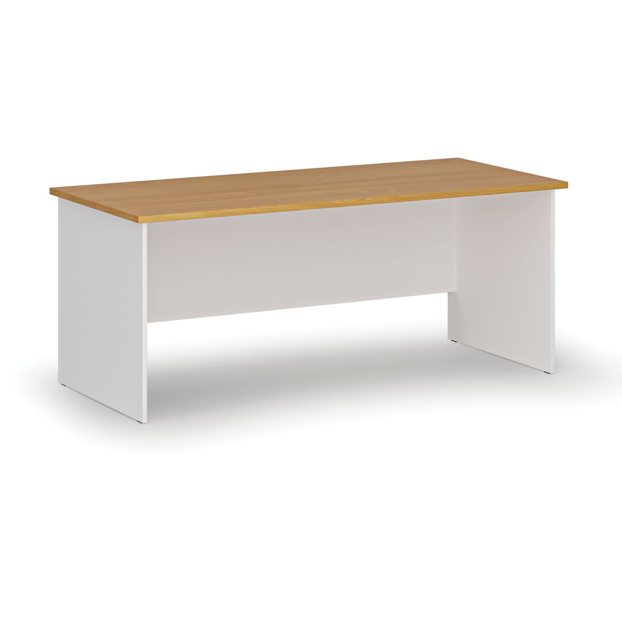 Kancelársky písací stôl PRIMO WHITE, 180x80 cm, biela/buk