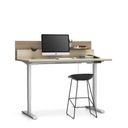 Kancelársky pracovný stôl SINGLE LAYERS s prepážkami, nastaviteľné nohy, dub prírodný / dub morený