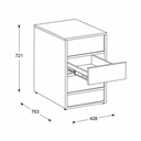 Kancelársky prístavný kontajner FRAME, 428 x 763 x 721 mm, breza