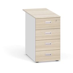 Kancelářský přístavný zásuvkový kontejner PRIMO, 4 zásuvky, bílá/dub přírodní
