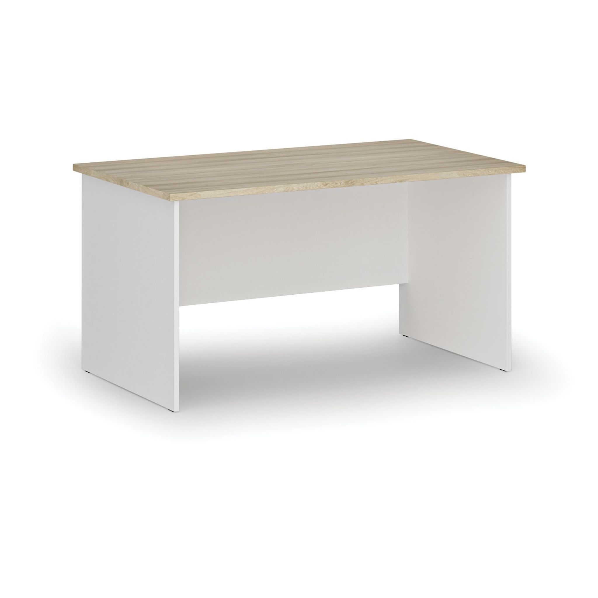 Kancelářský psací stůl PRIMO WHITE, 140x80 cm, bílá/dub přírodní