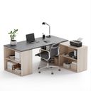 Kancelářský psací stůl s úložným prostorem BLOCK B01, 180 × 160 cm, dub přírodní/grafit