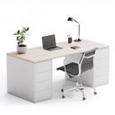 Kancelářský psací stůl s úložným prostorem BLOCK B03, 180x80 cm, bílá/dub přírodní