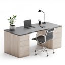 Kancelářský psací stůl s úložným prostorem BLOCK B03, 180x80 cm, dub přírodní/grafit