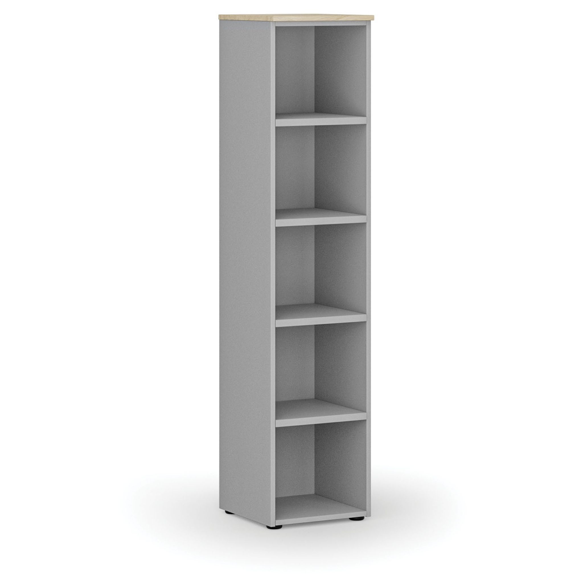 Kancelářský regál PRIMO GRAY, 400 x 420 x 1781 mm, šedá/dub přírodní