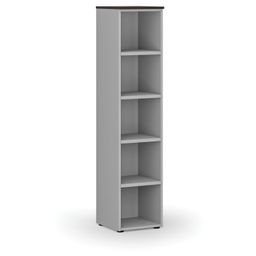 Kancelářský regál PRIMO GRAY, 400 x 420 x 1781 mm, šedá/wenge