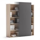 Kancelársky regál s posuvným panelom BLOCK, 1600 × 400 × 1748 mm, prírodný dub/grafitová
