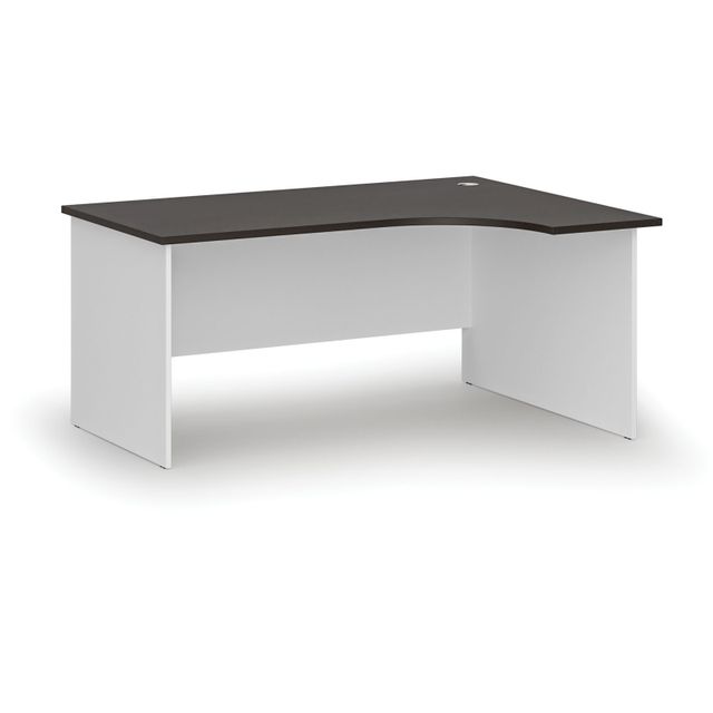 Kancelársky rohový pracovný stôl PRIMO WHITE, 1600 x 1200 mm, pravý, biela/wenge