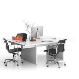 Kancelársky stôl double SOLID + 1x prísed, 200x165 cm, biela