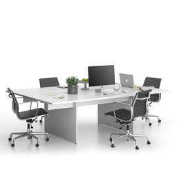 Kancelársky stôl double SOLID + 2x prísed, 240x165 cm, biela