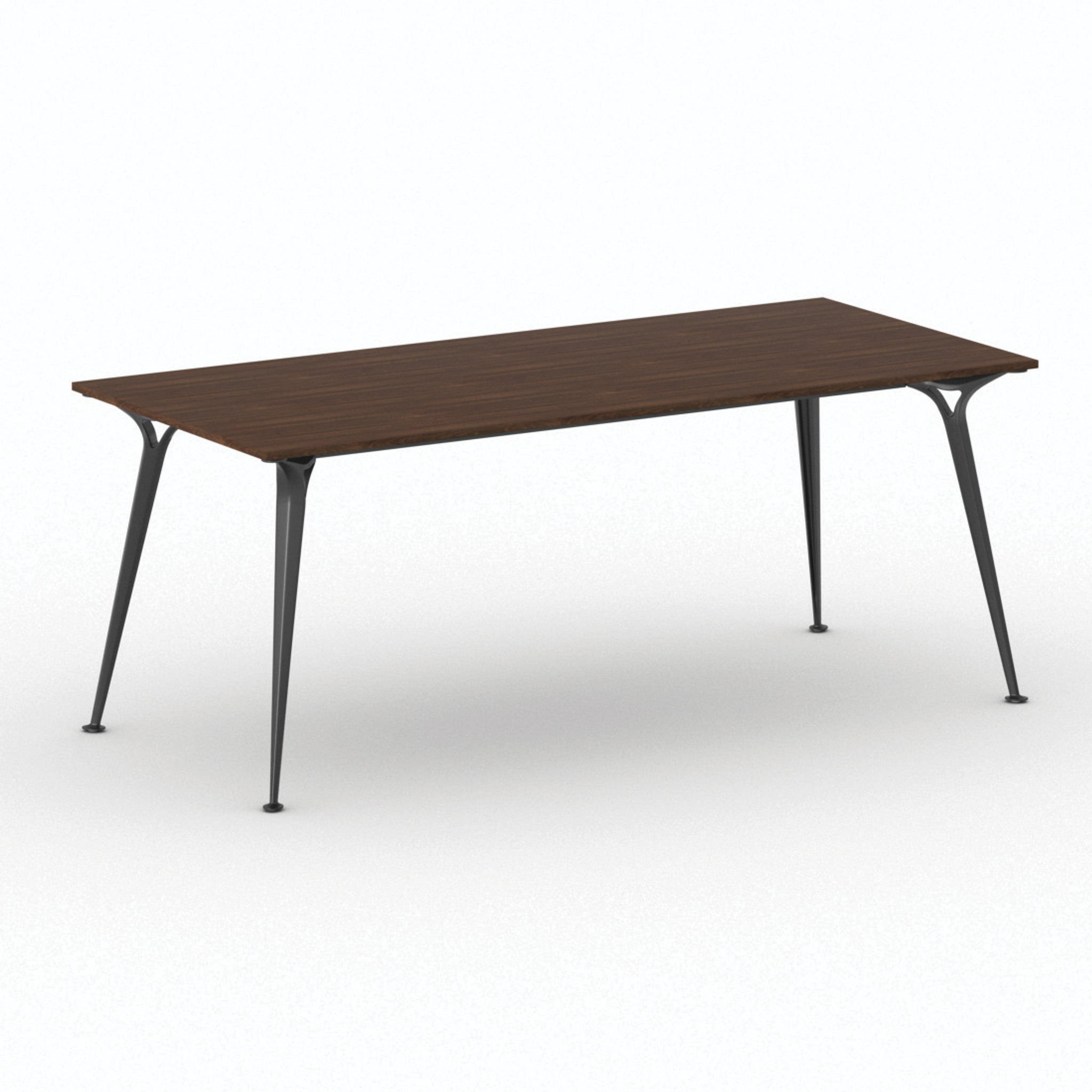 Kancelársky stôl PRIMO ALFA, čierna podnož, 2000 x 900 mm, orech