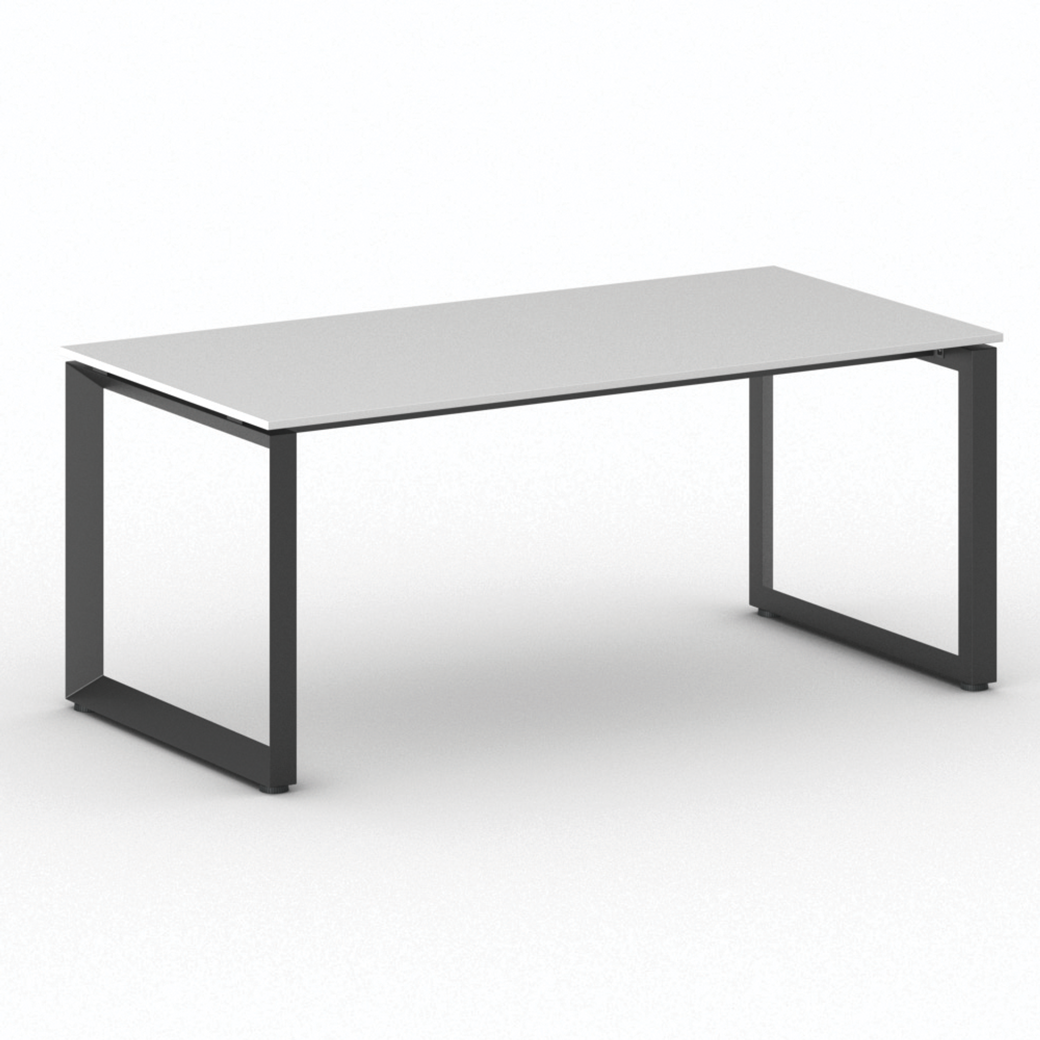 Kancelársky stôl PRIMO INSPIRE, čierna podnož, 1800 x 900 mm, biela