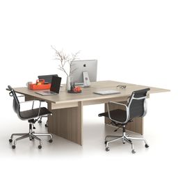 Kancelářský stůl double SOLID + 1x přísed, 210x165 cm, dub přírodní