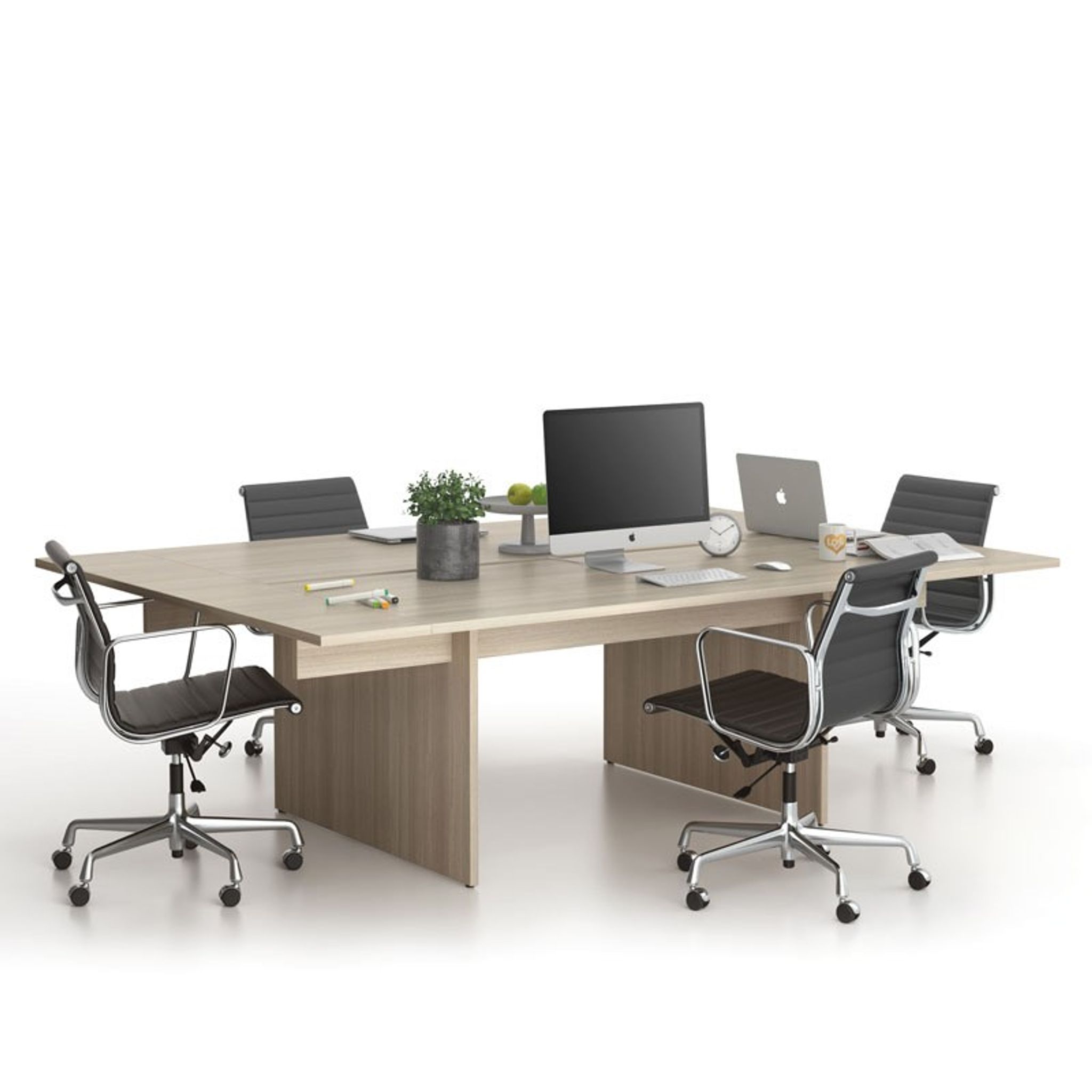 Kancelářský stůl double SOLID + 2x přísed, 240x165 cm, dub přírodní