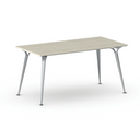 Kancelářský stůl PRIMO ALFA, šedostříbrná podnož, 1600 x 800 mm, dub přírodní