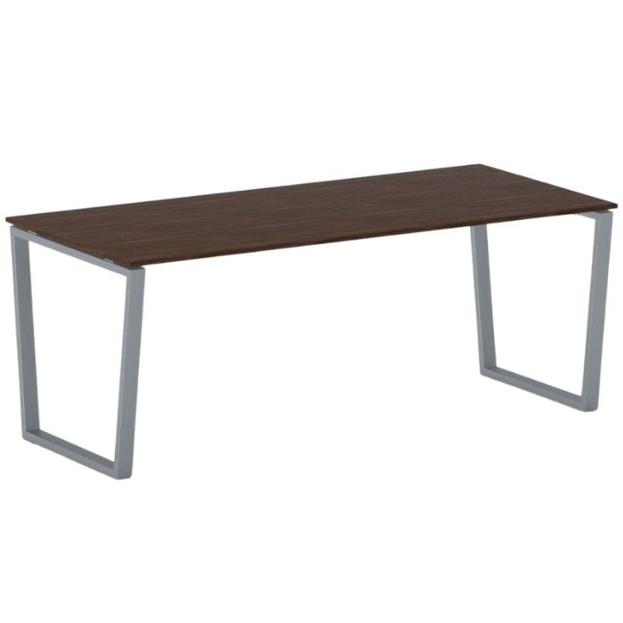 Kancelářský stůl PRIMO IMPRESS, 200x90 cm, šedostříbrná podnož, ořech