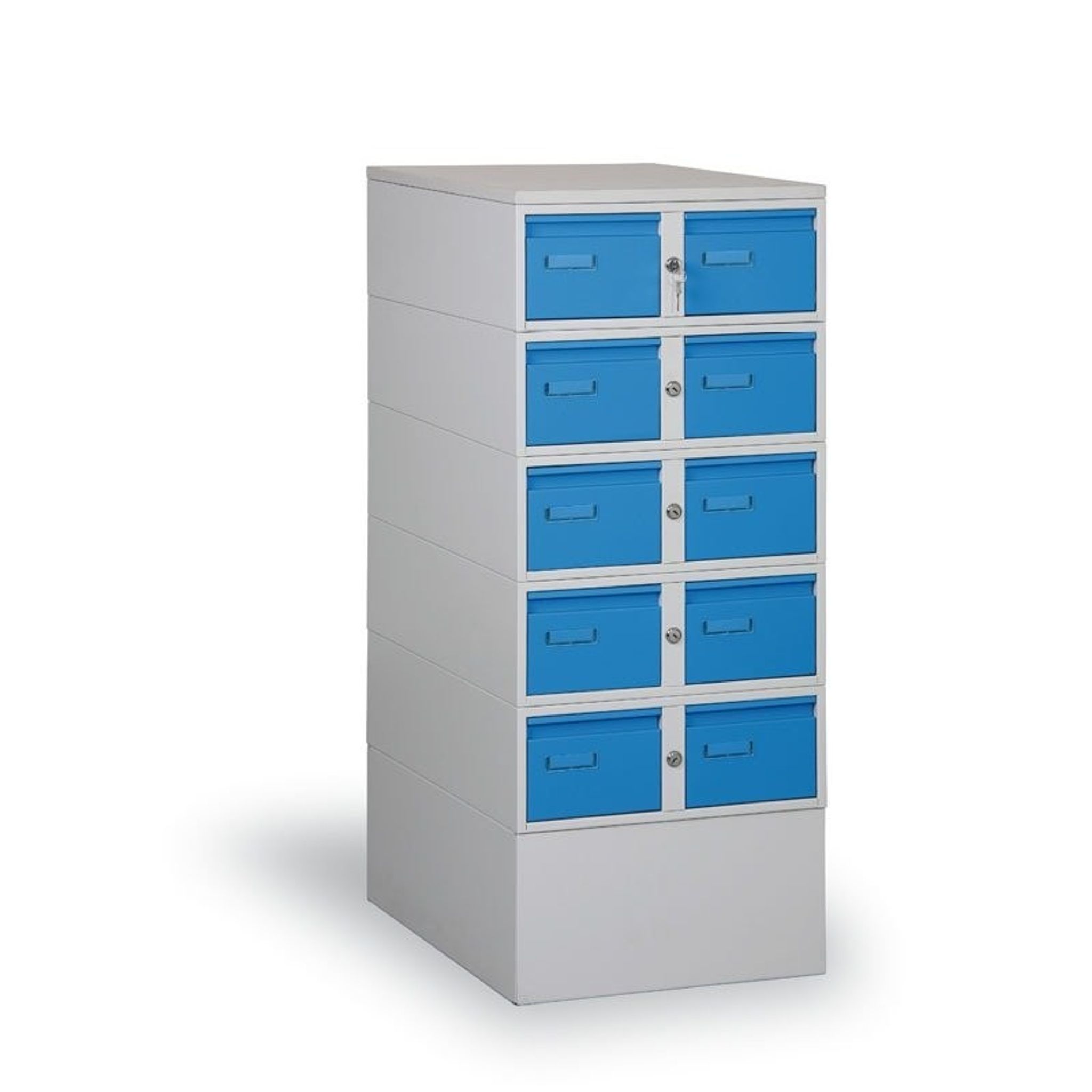 Karteischrank A5 mit 10 Schüben grau/blau