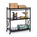 Klappbares Metallregal mit Rollen, 1018 x 930 x 405 mm, schwarz
