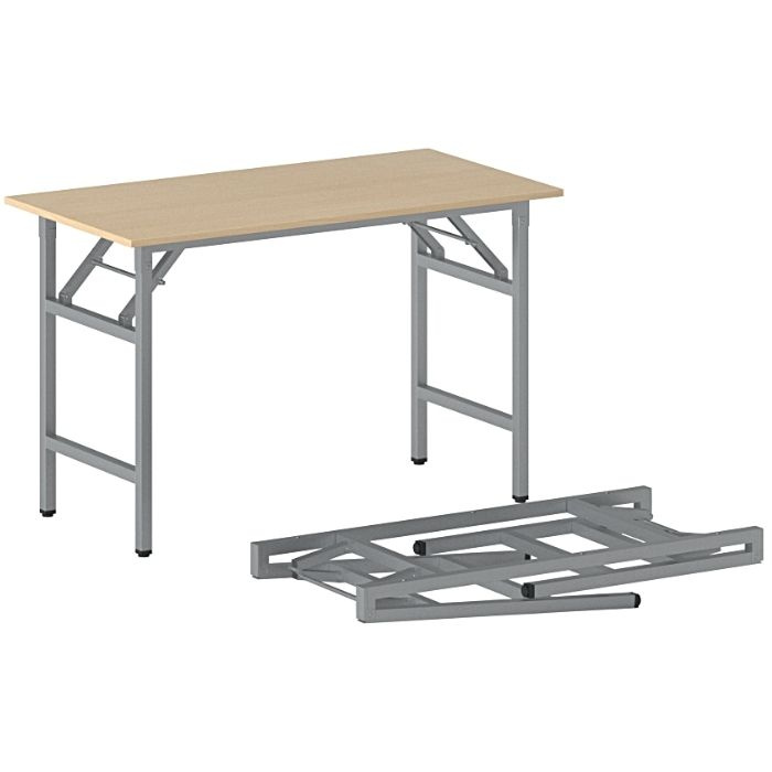 B2B Partner Klapptisch FAST READY, 120x60 cm, graues Metallgestel, Buche