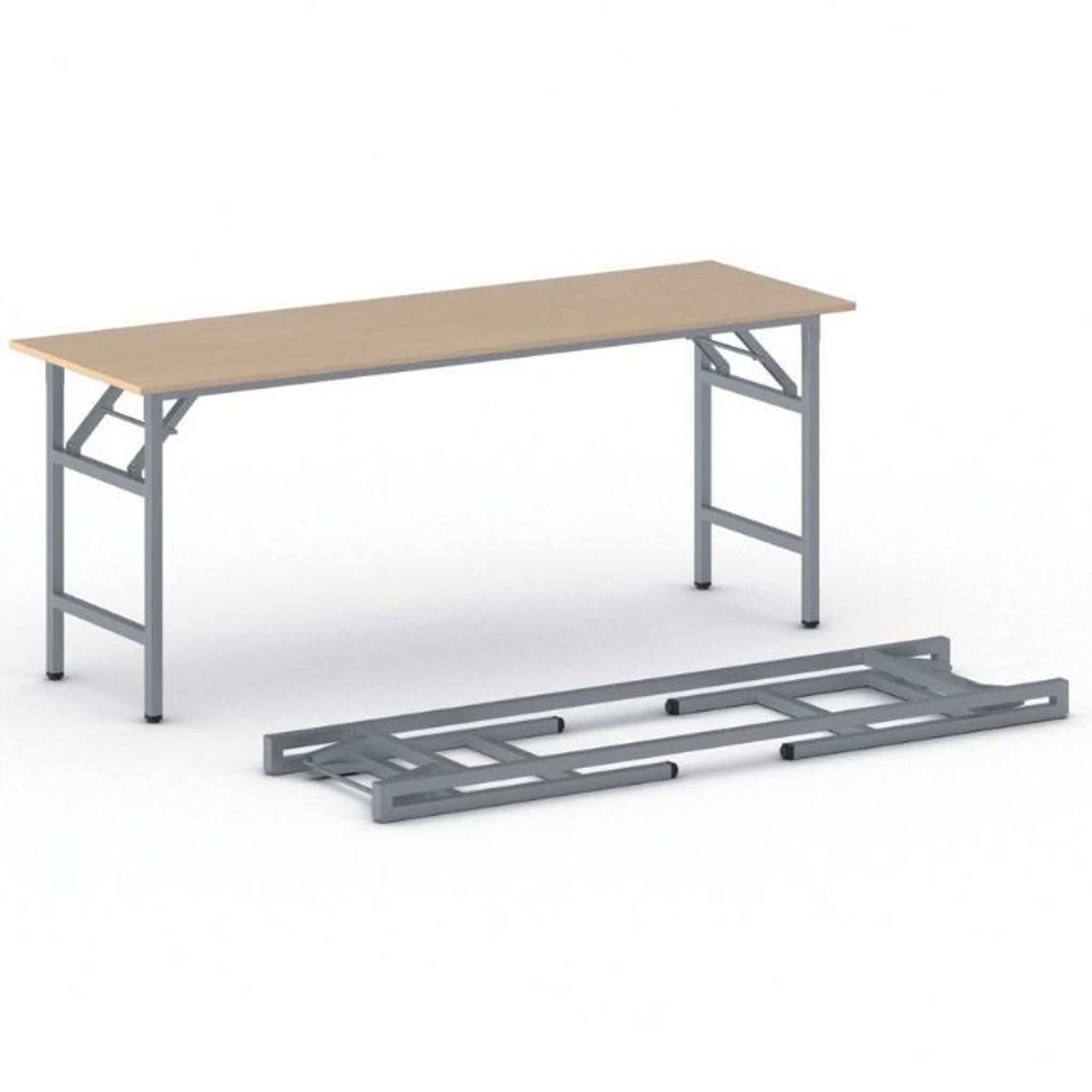 Klapptisch FAST READY, 170x50 cm, graues Metallgestel, Buche