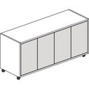 Kleinschrank auf Rollen, 4 Türen White LAYERS, 1200 x 400 x 575 mm, weiß / grau