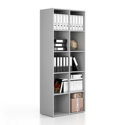Knihovna FRAME, vysoká, 2 sloupce, 2162 x 872 x 450 mm, šedá