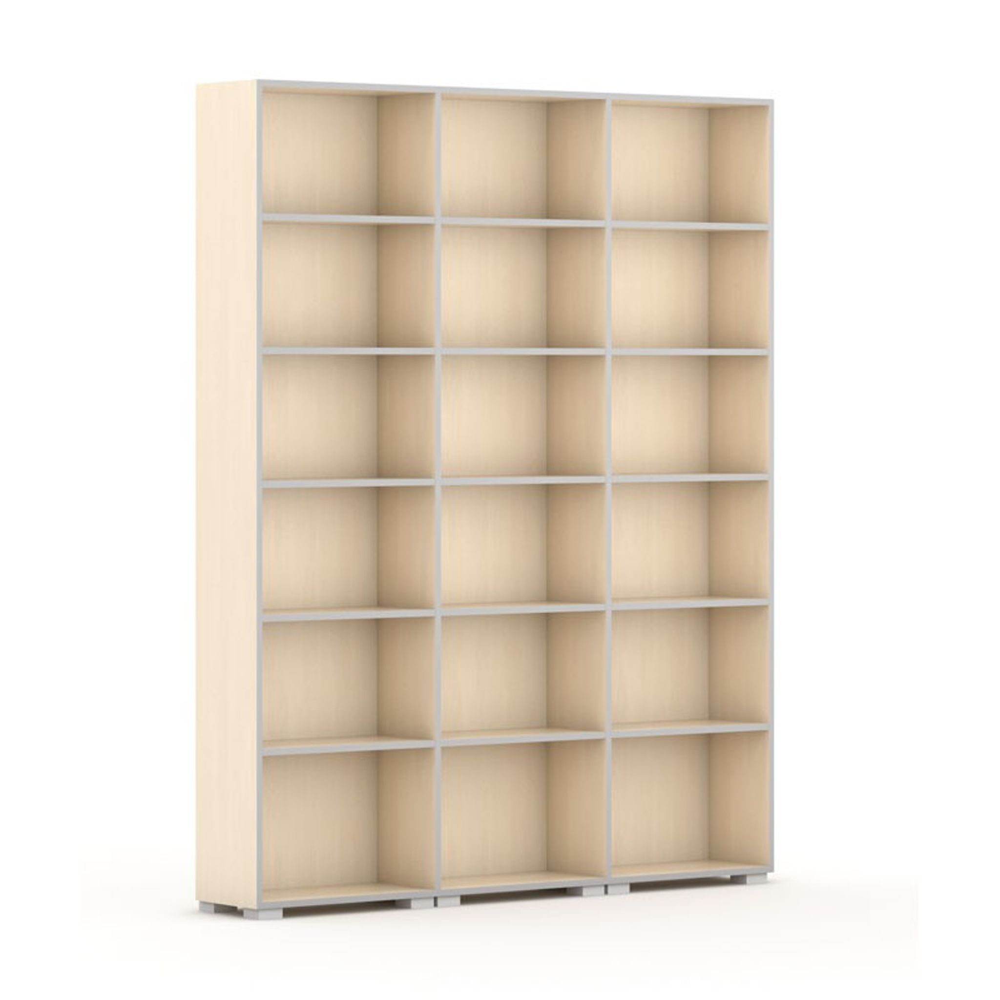 Knihovna SILVER LINE, 3 sloupce, 2230 x 1800 x 400 mm, bříza