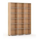 Knihovna SILVER LINE, 3 sloupce, 2230 x 1800 x 400 mm, buk