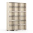 Knihovna SILVER LINE, 3 sloupce, 2230 x 1800 x 400 mm, dub přírodní