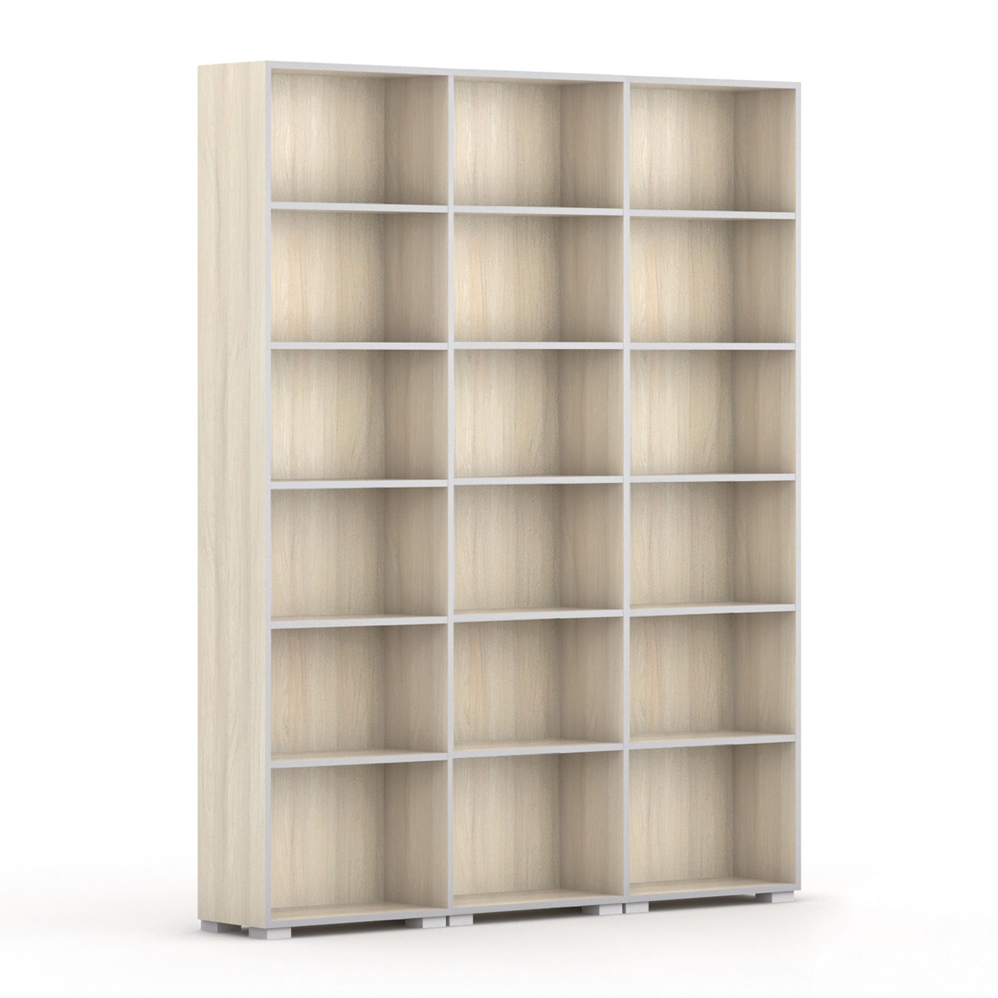 Knihovna SILVER LINE, 3 sloupce, 2230 x 1800 x 400 mm, dub přírodní