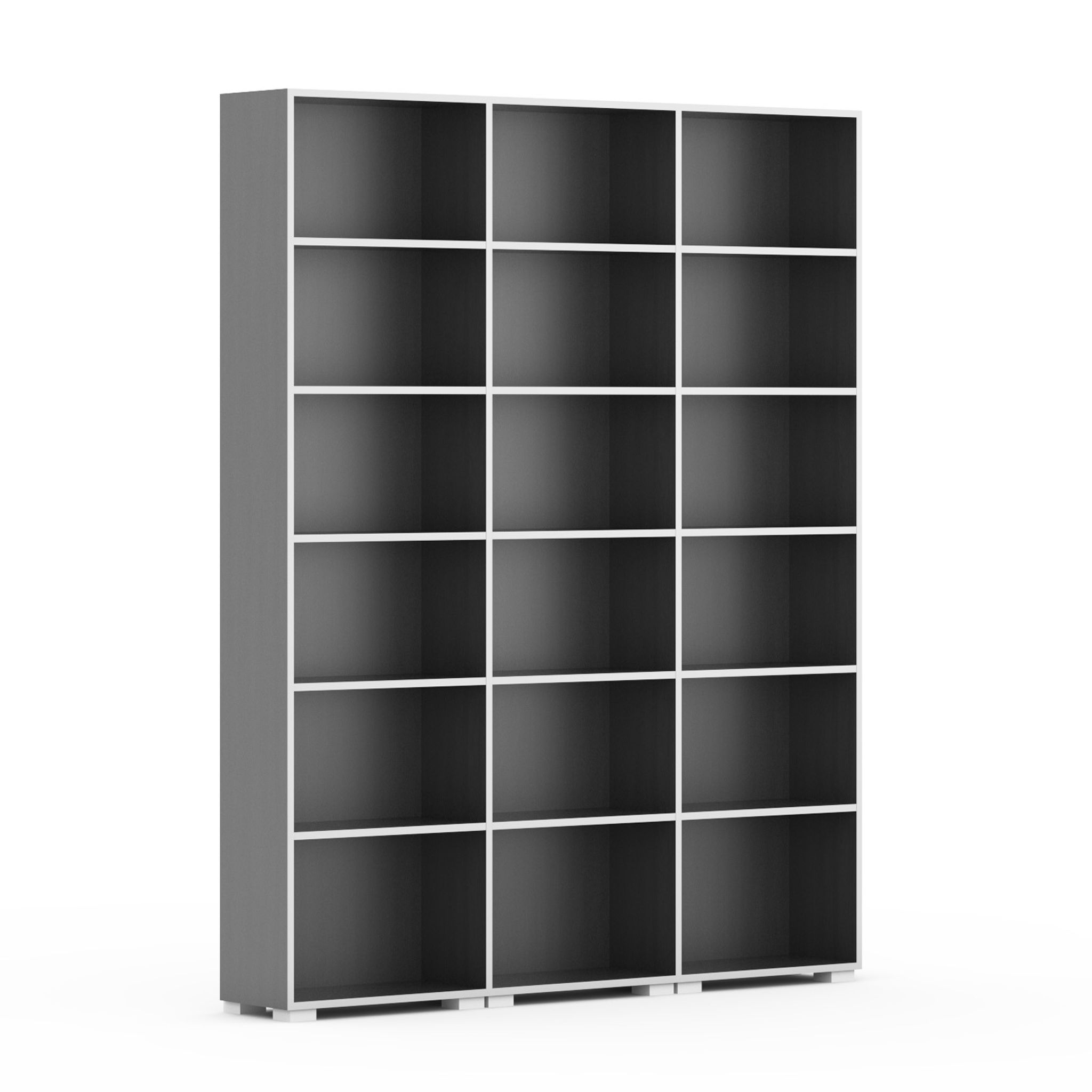 Knihovna SILVER LINE, 3 sloupce, 2230 x 1800 x 400 mm, grafit