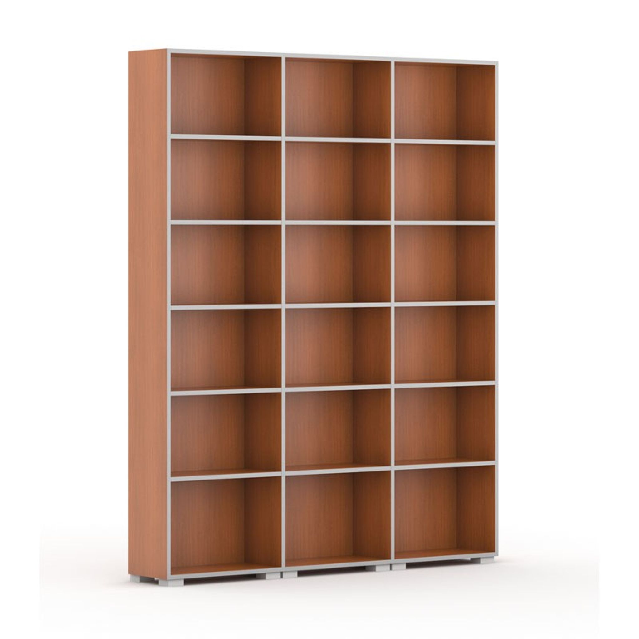 Knihovna SILVER LINE, 3 sloupce, 2230 x 1800 x 400 mm, třešeň