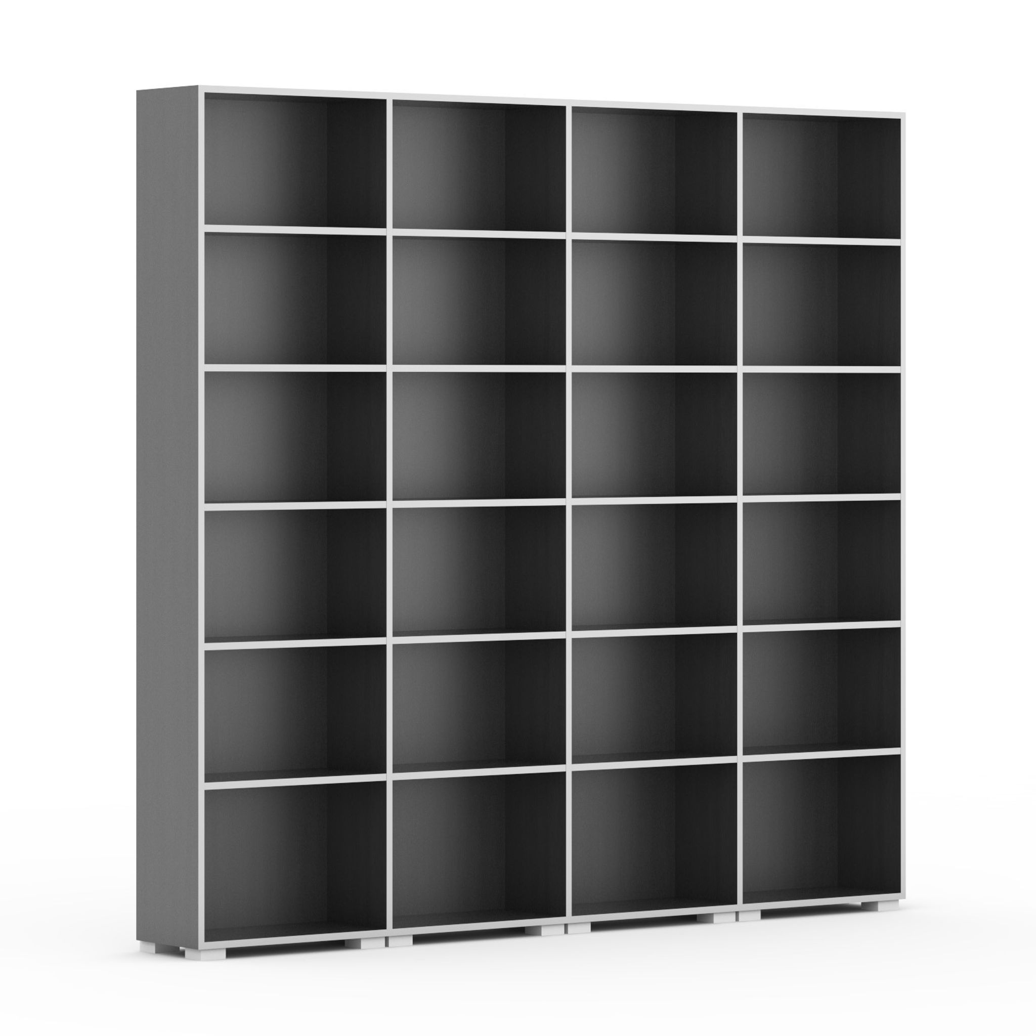 Knihovna SILVER LINE, 4 sloupce, 2230 x 2400  x 400 mm, grafit