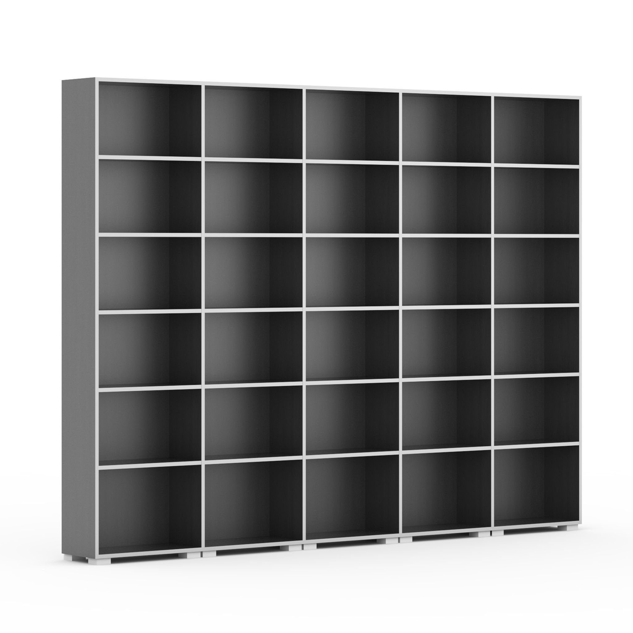 Knihovna SILVER LINE, 5 sloupců, 2230 x 3000 x 400 mm, grafit