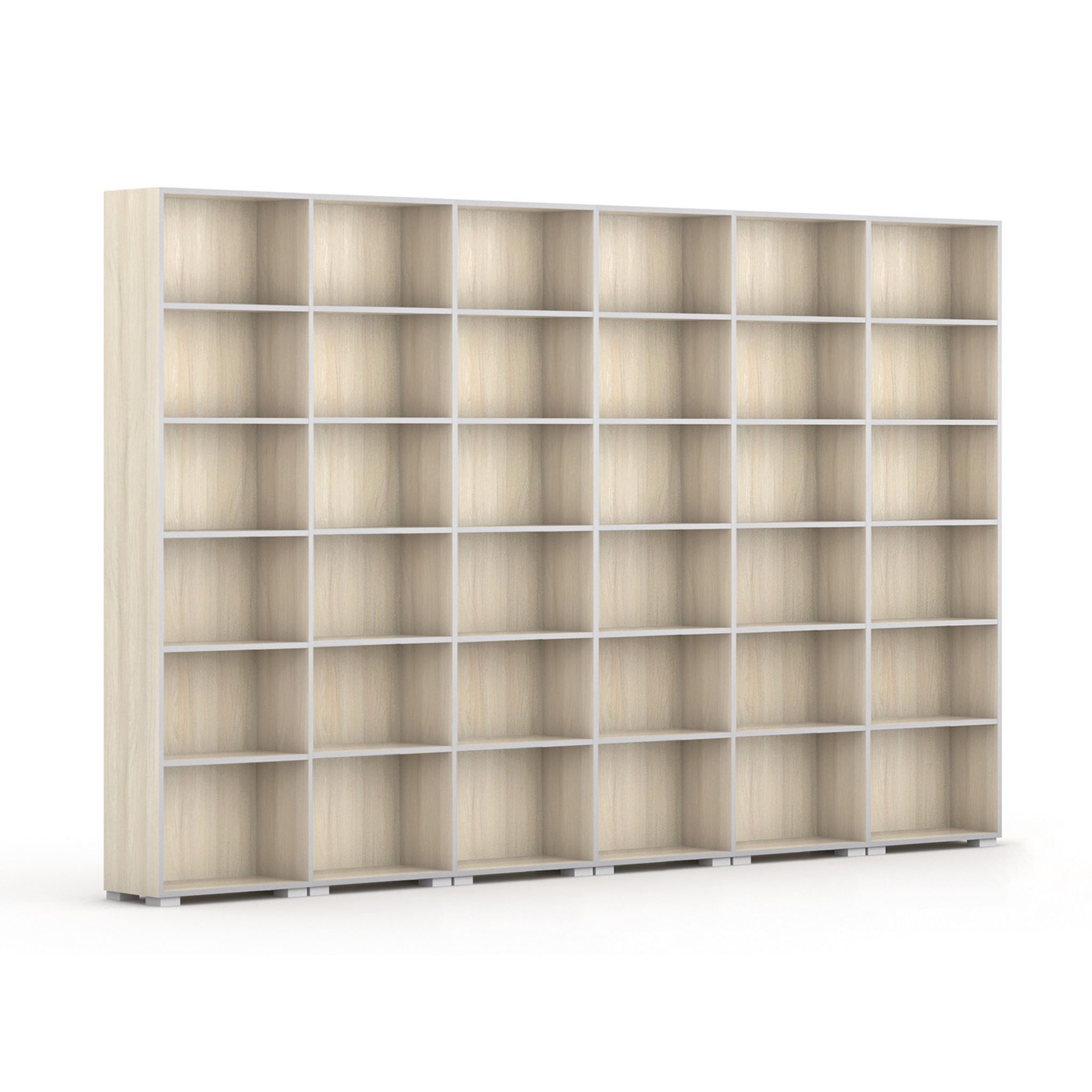 Knihovna SILVER LINE, 6 sloupců, 2230 x 3600 x 400 mm, dub přírodní