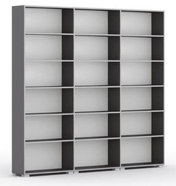 Knihovna SILVER LINE, grafit, 3 sloupce, 2230 x 2400 x 400 mm
